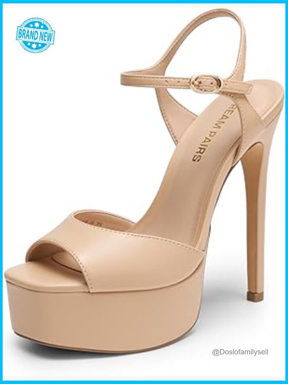 High Platform Heels 5.75'' Stilettos Open Square Toe Ankle Strap Dress Wedding
